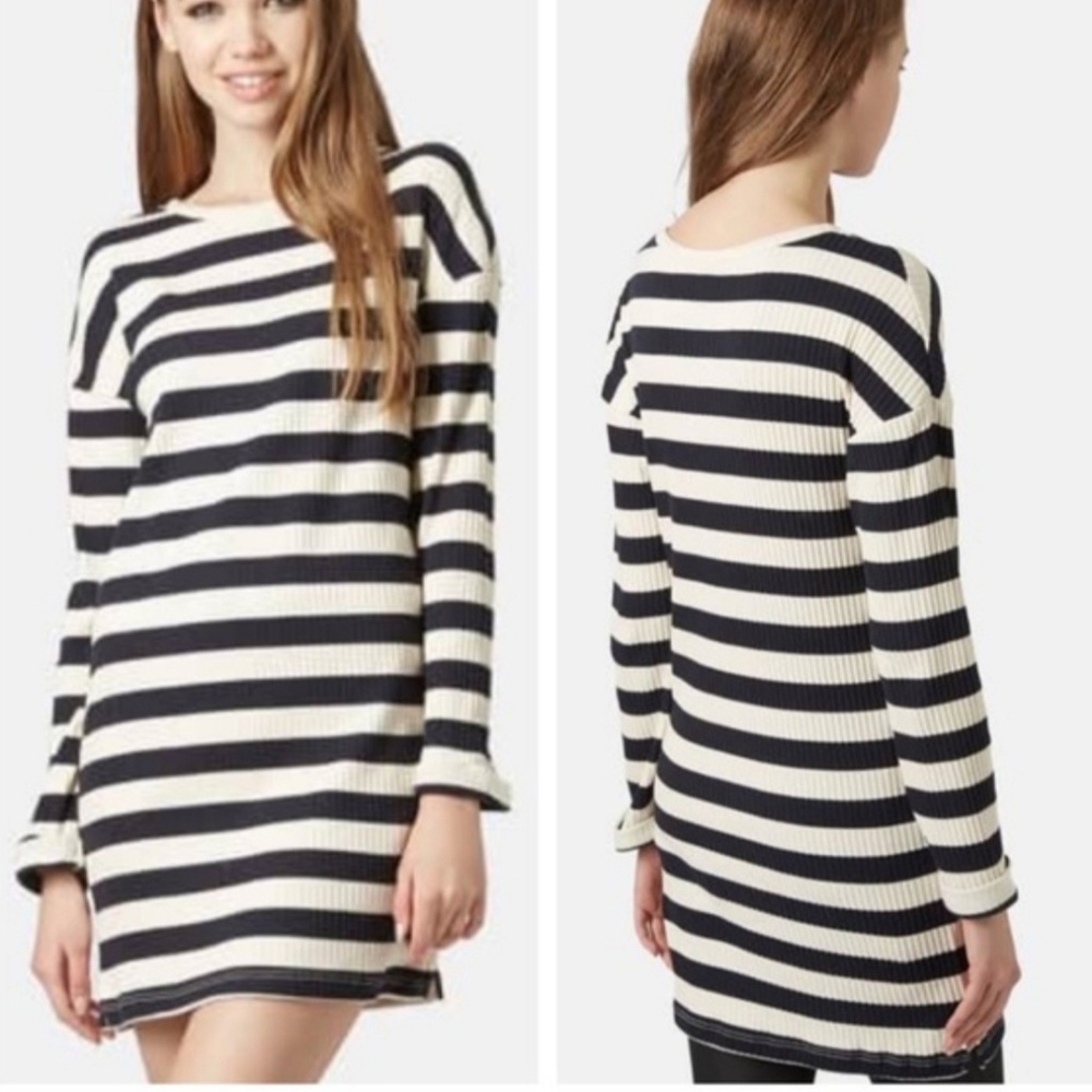 Topshop ribbed striped tunic size 8
